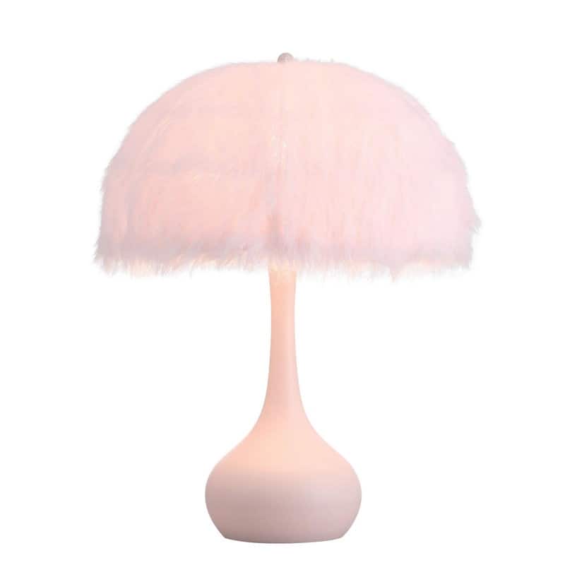 Acroma Teardrop Base Spherical Table Lamp with Feather Accents