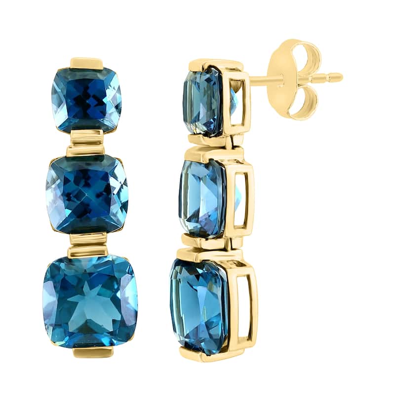 EFFY 14K Yellow Gold London Blue Topaz Drop Earrings
