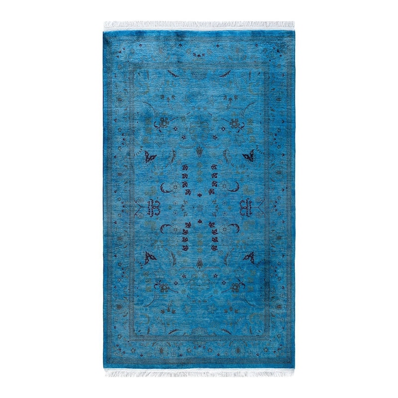 Fine Vibrance One-of-a-Kind Hand-Knotted Area Rug - Blue, 3' 1" x 5' 4" - 3' 1" x 5' 4"