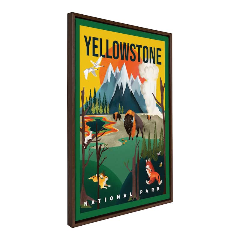 Kate and Laurel Sylvie Yellowstone Framed Canvas by The Whiskey Ginger