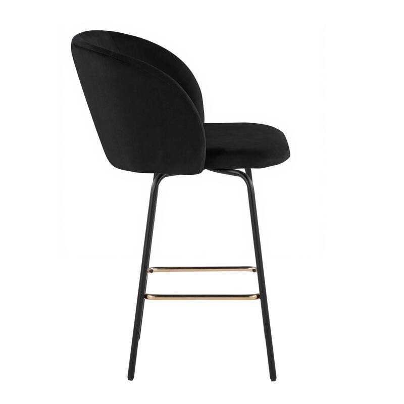 Silver Orchid Harding 26" Fixed-Height Swivel Counter Stool with Metal Legs (Set of 2)