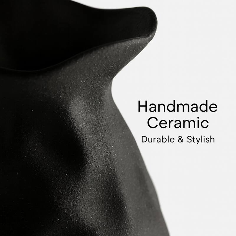 ARIA HOME Black Paper Bag Inspired Ceramic Vases Unique Modern Set of 2