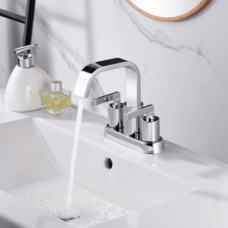 Luxier MSC14-T 4 in. Centerset 2-Handle Bathroom Faucet with Drain - Chrome