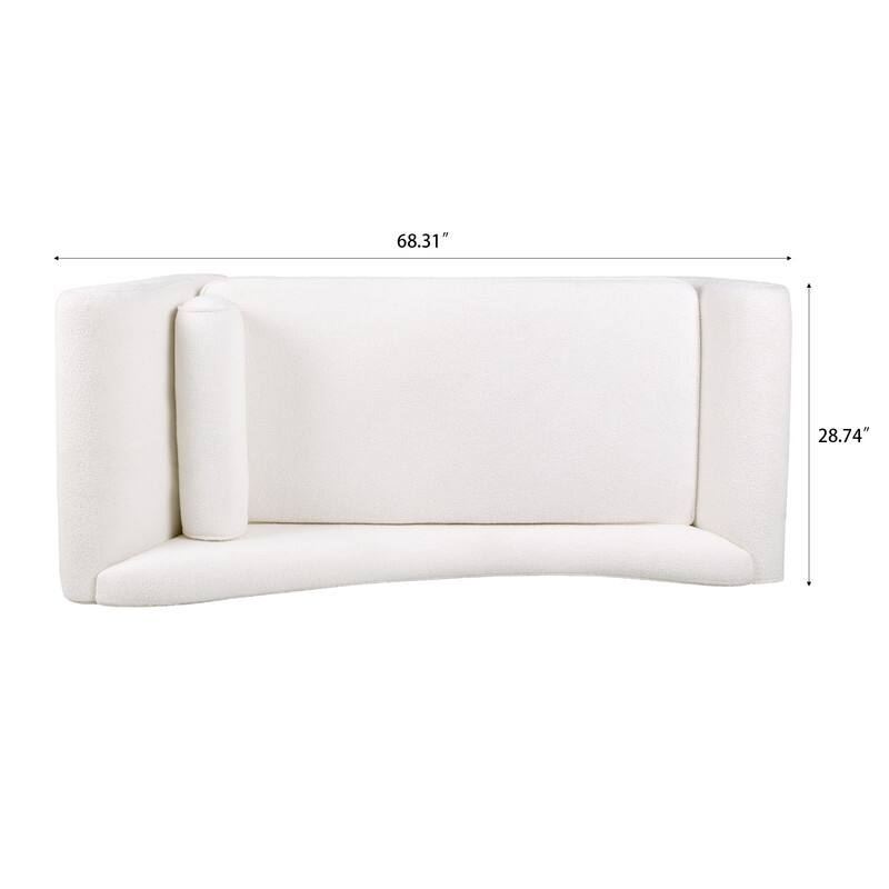 68'' Chaise Lounge Indoor, Chaise Lounge Chair with Scroll Arms and Toss Pillow