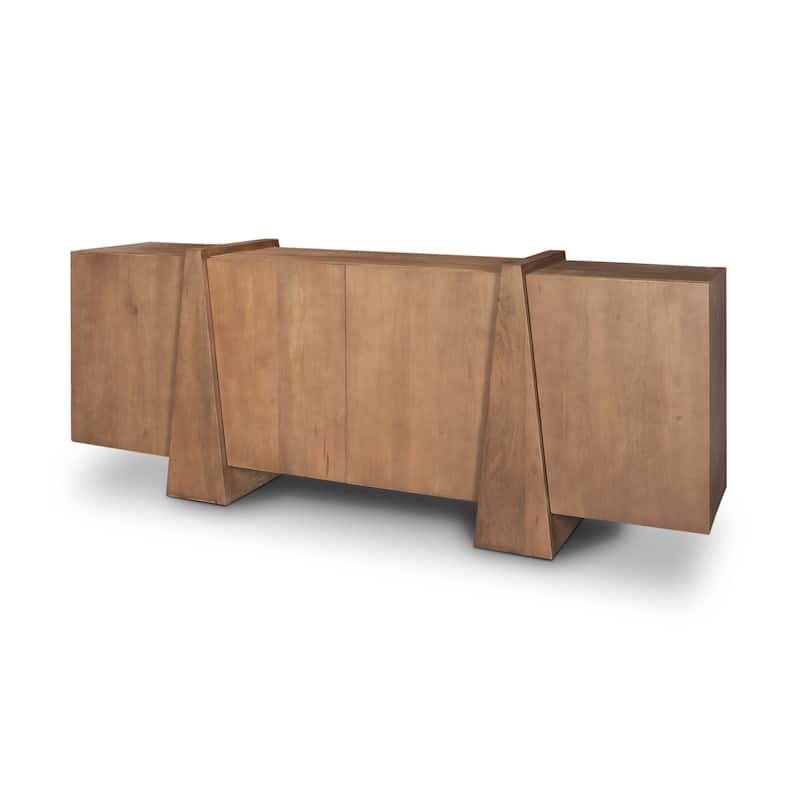 Eula Medium Brown Solid Wood 4-Door Sideboard - Medium Brown