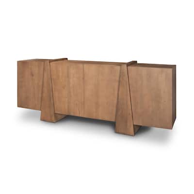 Eula Medium Brown Solid Wood 4-Door Sideboard