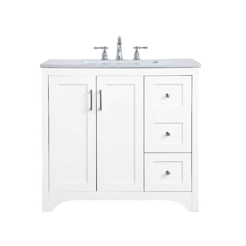 Elegant Lighting VF17036 Moore 36" Free Standing Single Basin Vanity - White