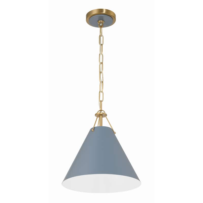 Xavier 1 Light Vibrant Gold and Blue Mini Pendant - 12"W x 12"H x 12"D