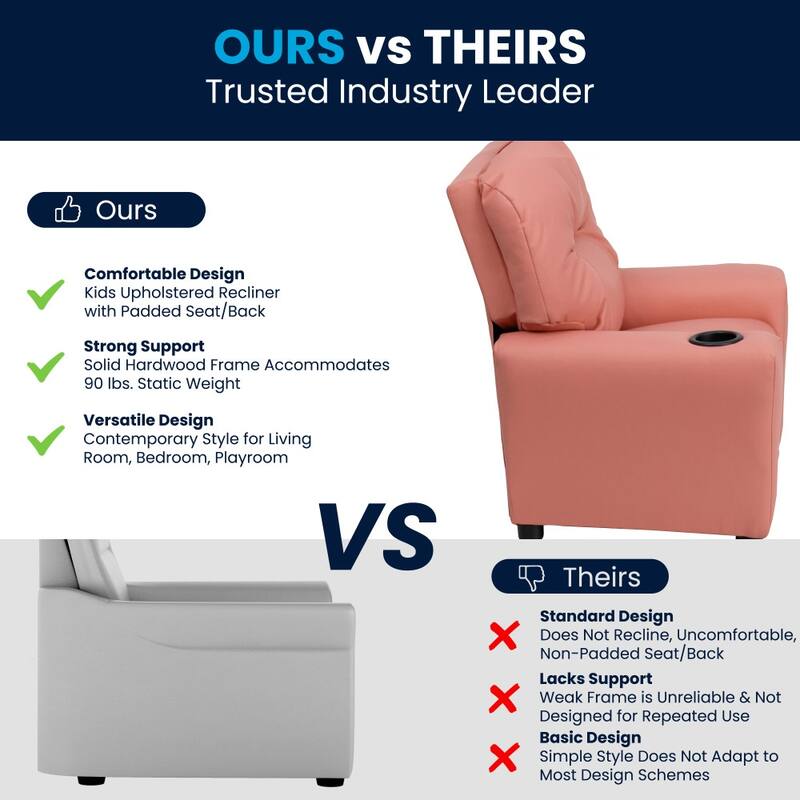 Contemporary Kids Recliner with Cup Holder