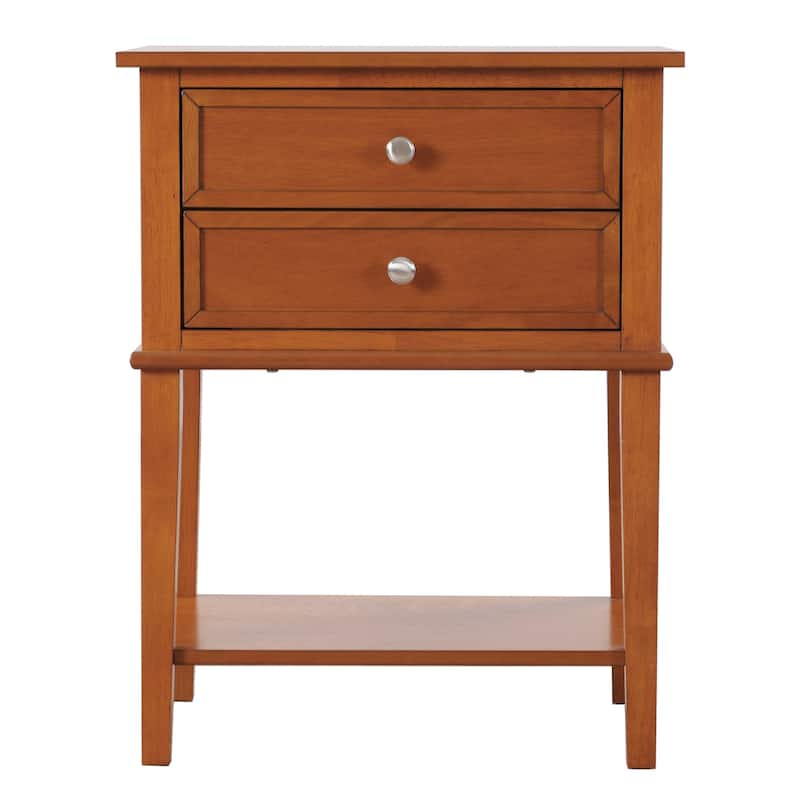 Oak Nightstand 28x22x16 Compact Contemporary Bedside Table with Open Shelf, Warm Durable Storage for Bedroom Essentials