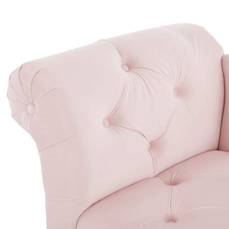 Christopher Knight Home - Larkspur Velvet Upholstered Bench with Rolled Arms and Button Tufting