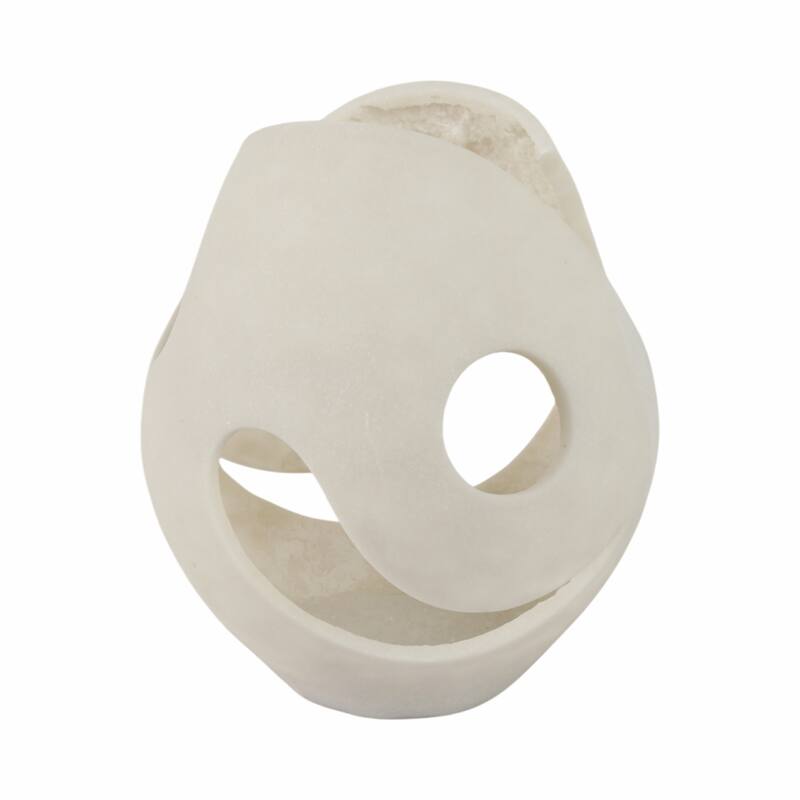 Resin Vase with Abstract Cutout Design Modern Decorative - 14" White