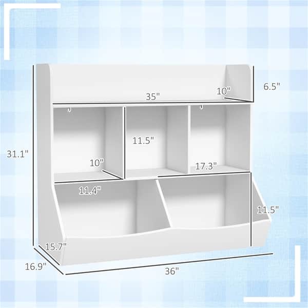 Three tiers with six compartments Kids Bookcase - 36" L x 16.9" W x 31.1" H