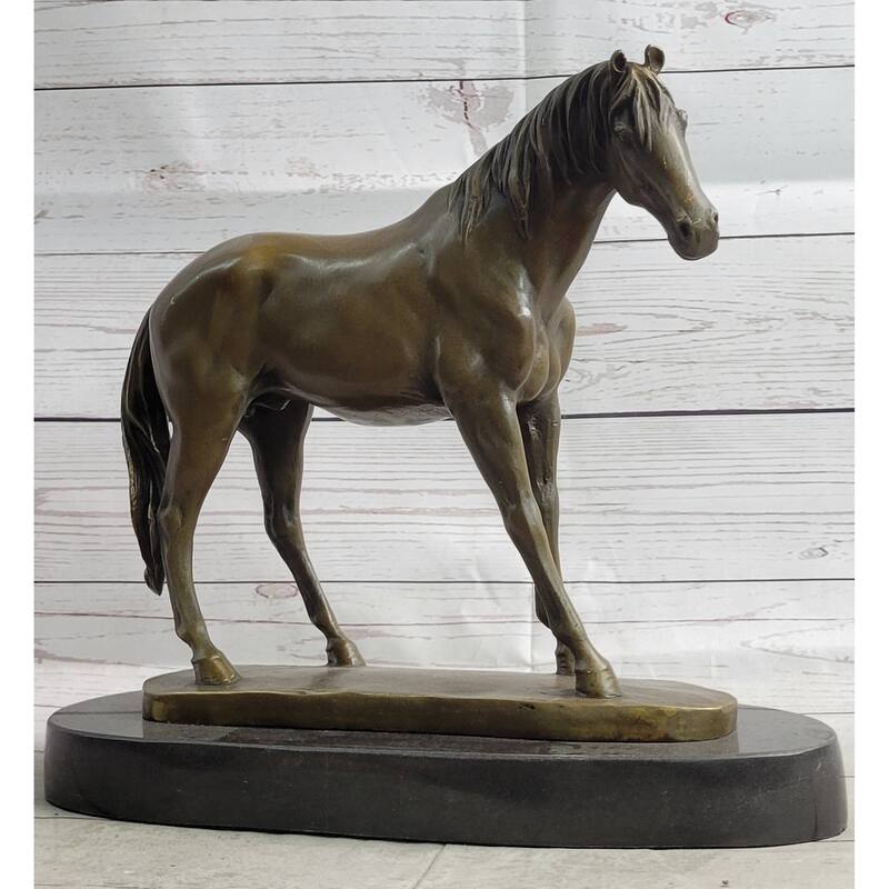 Arabian Horse Mare Bronze Figure Sculpture Statue Equestrian Decor On Marble Base