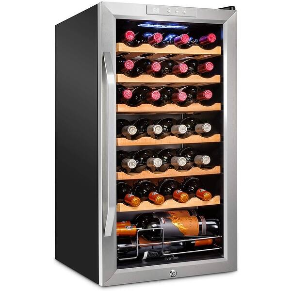 Ivation 28 Bottle Compressor Wine Cooler Refrigerator W Lock Overstock 33773822