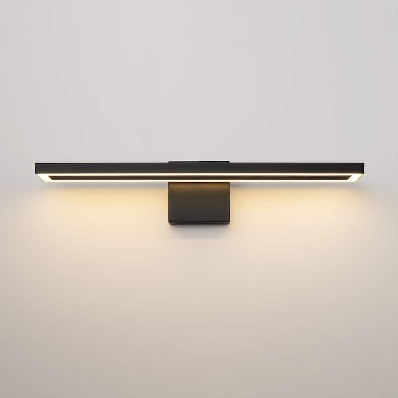 23.6 in. Modern Aluminum Linear Black Dimmable Integrated LED 3000K Bathroom Vanity Wall Light