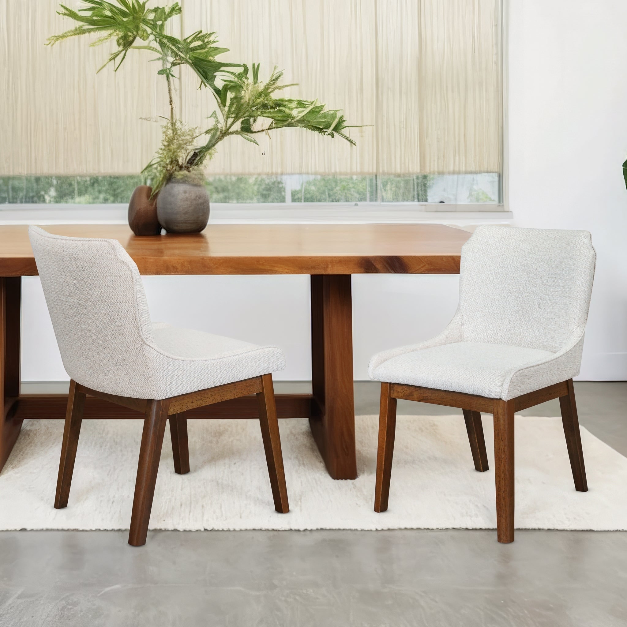 GDFStudio - Ellis Modern Upholstered Dining Chair with Full-Back Support & Linen Fabric, Set of 2 - 18.9"