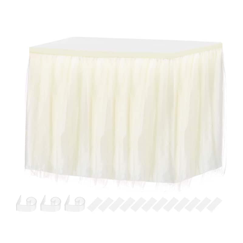 1 Pack Tulle Table Skirt Tutu Tablecloth for Party Table Decoration - Beige - 6ft