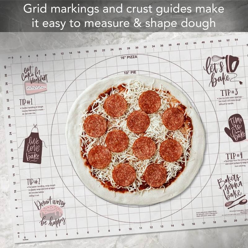 Cut N' Funnel Large Premium Pastry Mat, Non-slip Food Grade Flexible Plastic, 24” x 18” Made in the USA Happiness is Homemade