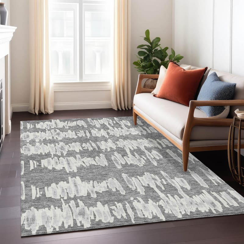 Machine Washable Indoor/ Outdoor Chantille Abstract Contemporary Rug