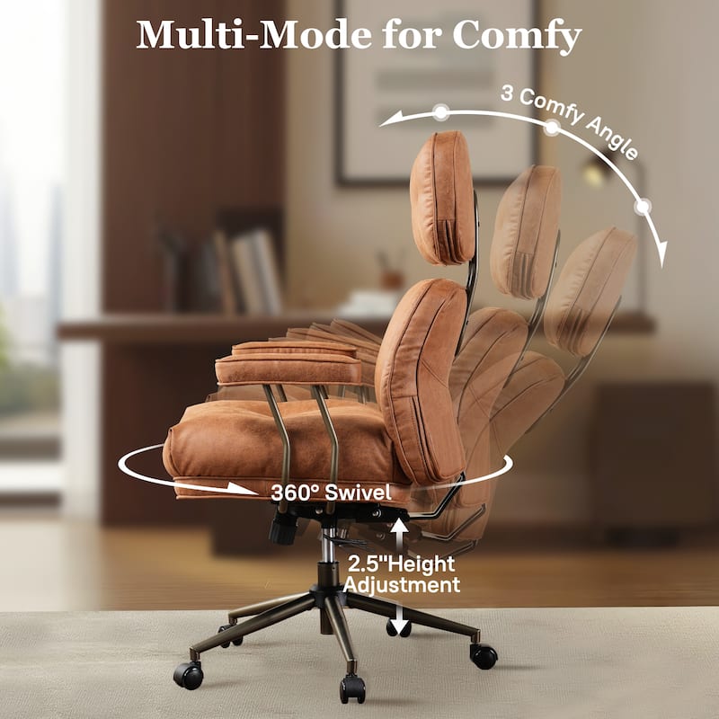 OVIOS Suede Fabric Ergonomic Lumbar Support Office Chair Desk Chair