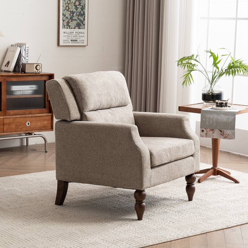 Upholstered Armchair With Wood Legs, Accent Chair
