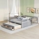 preview thumbnail 3 of 7, Wooden Twin-Over-Full Bunk Bed with Twin Size Trundle and 3 Drawers, Solid Wood Detachable Bunkbeds Frame, Space-Saving Design