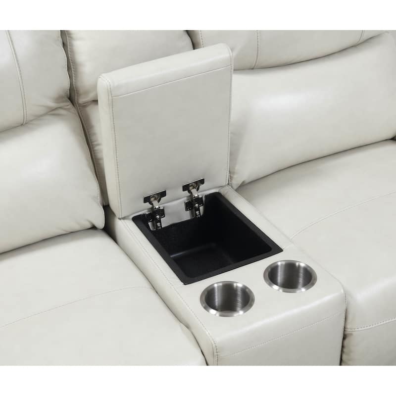 Copper Grove Fyti Top Grain Leather Power Reclining Loveseat with Storage Console
