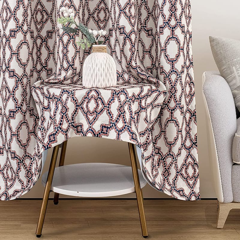 DriftAway Nove Lattice Geometric Pattern Thermal Room Darkening Window Curtain - 52" Width X 84 " Length