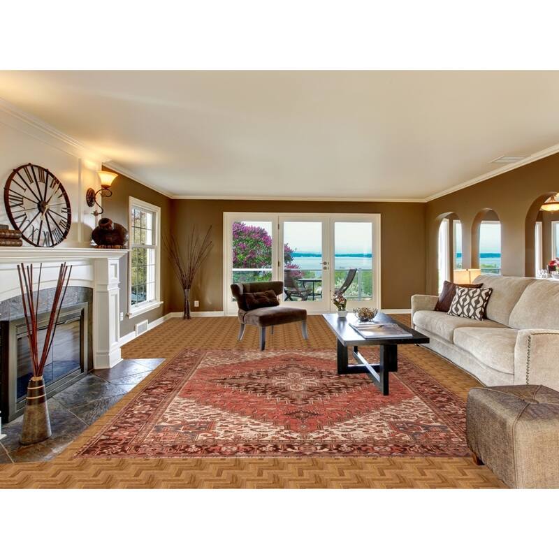 Geometric Heriz Persian Vintage Area Rug Handmade Oriental Wool Carpet - 8'4"x 11'0"