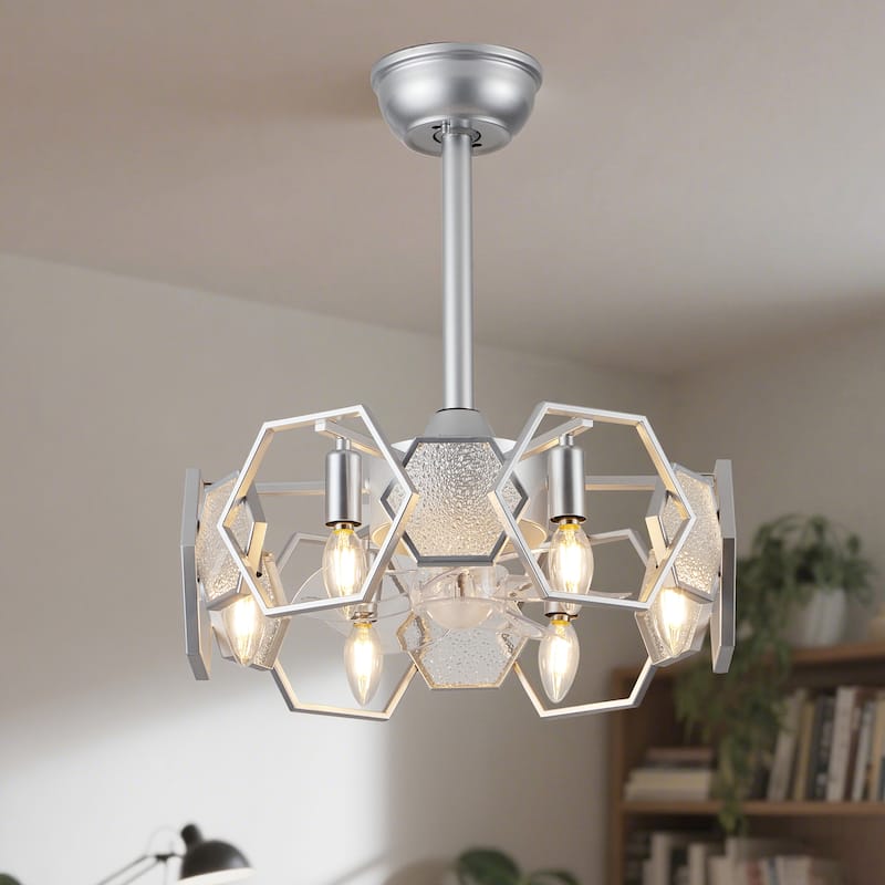 Bella Depot 19" Indoor Industrial Ceiling Fan with Light and Remote - Silver