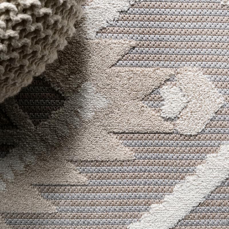 JONATHAN Y Duwun High-Low Pile Neutral Diamond Kilim Indoor/Outdoor Area Rug