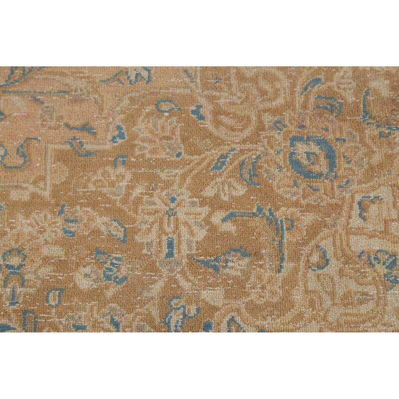 Traditional Mashad Persian Vintage Area Rug Handmade Wool Carpet - 9'7"x 13'3"