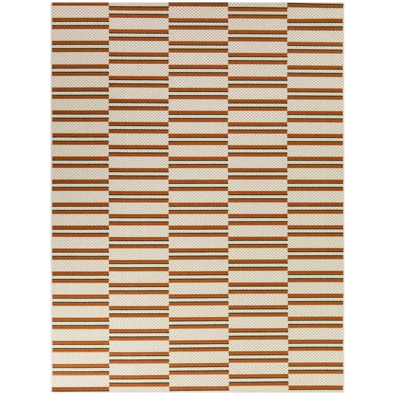 Gerome Striped Indoor/Outdoor Area Rug - 5'3" x 7' - Orange