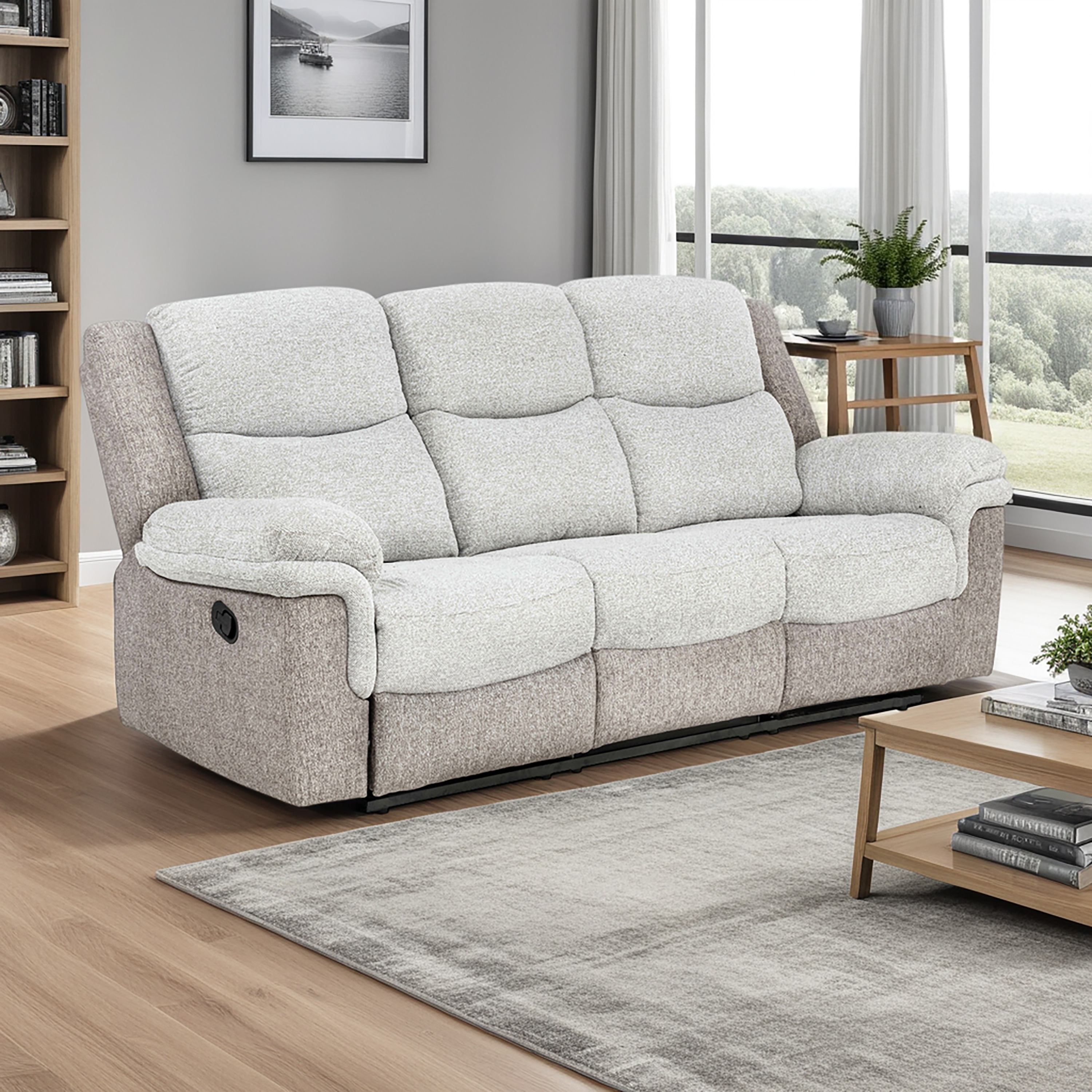 Linon Wrenlee Sofa with Dual Manual Reclining Seats