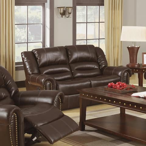 Furniture of America Harv Traditional Brown Padded Reclining Loveseat