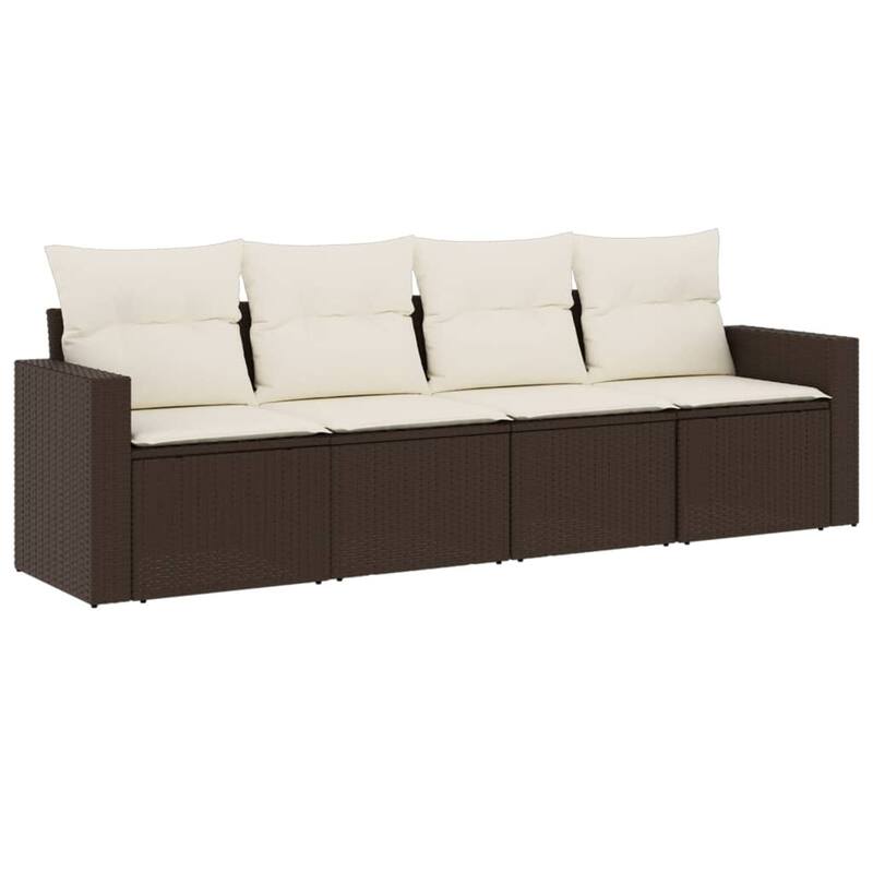 vidaXL Garden Sofa Set Brown and Cream White - 24.4 x 25.8 x 27.2