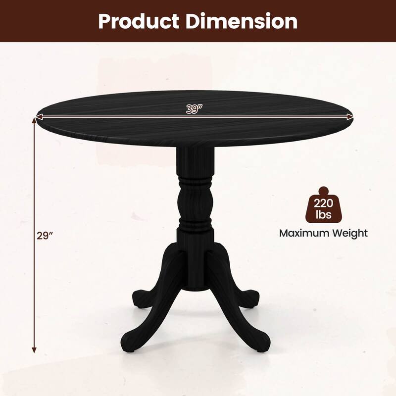 Costway Rustic Dining Table Wooden Dining Table with Round Tabletop & - See Details