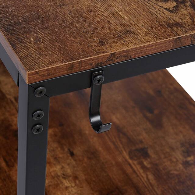 Multifunction Kitchen Island with Undershelves and Side Hooks