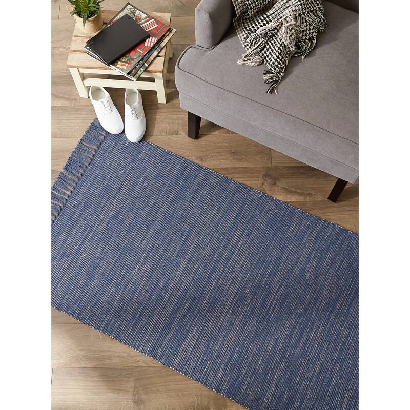 DII Gray and Off White 2-Tone Ribbed Rug 2x3 Ft - 24.0 In. L X 36.0 In. W X 0.2 In. H