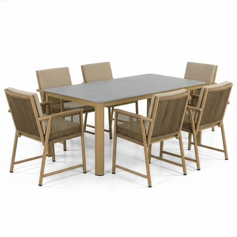 Bianca Brown Outdoor Dining 6 Seats Set
