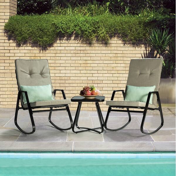 Alonso Outdoor Rocking Chair With Cushion Set Of 3 Overstock 30314615