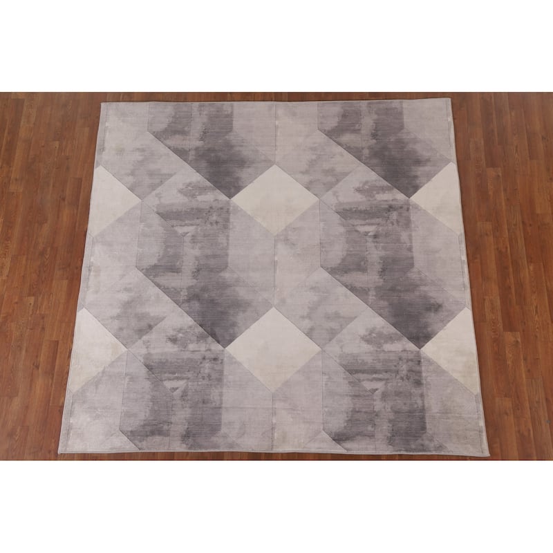 Grey Geometric Modern Rug Decorative Machine-Made Printed Carpet
