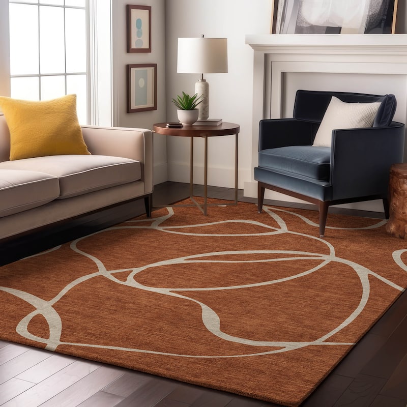 Premium Washable Super Soft Abstract Dash Mayfield Rug - Paprika - 10' x 14'