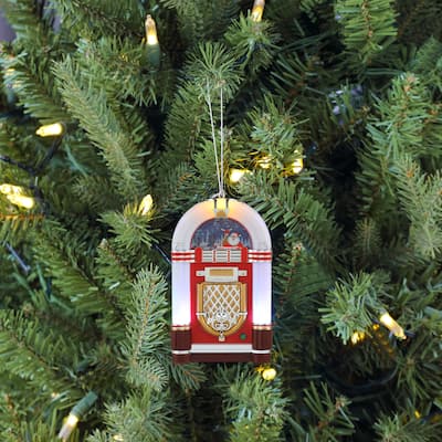 4.9" Retro Jukebox Ornament - White