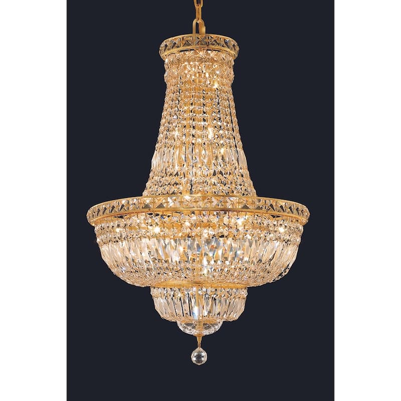 Elegant Lighting Gold 22-inch Royal-cut Crystal Clear Hanging Chandelier - Gold Royal Cut Crystal Clear Hanging Fixture