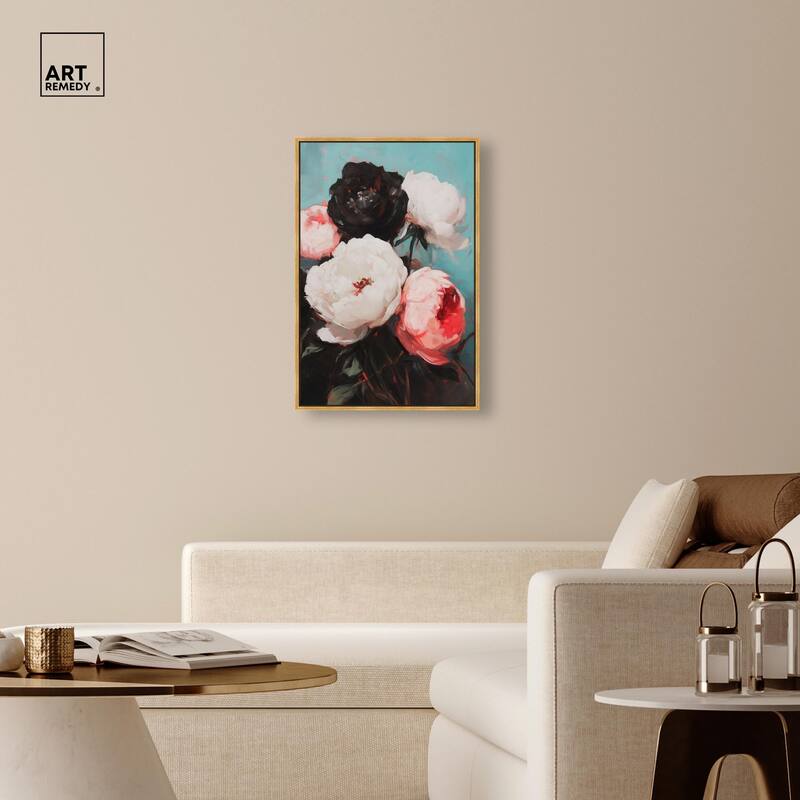 Three Shades of Peony III Canvas by Art Remedy
