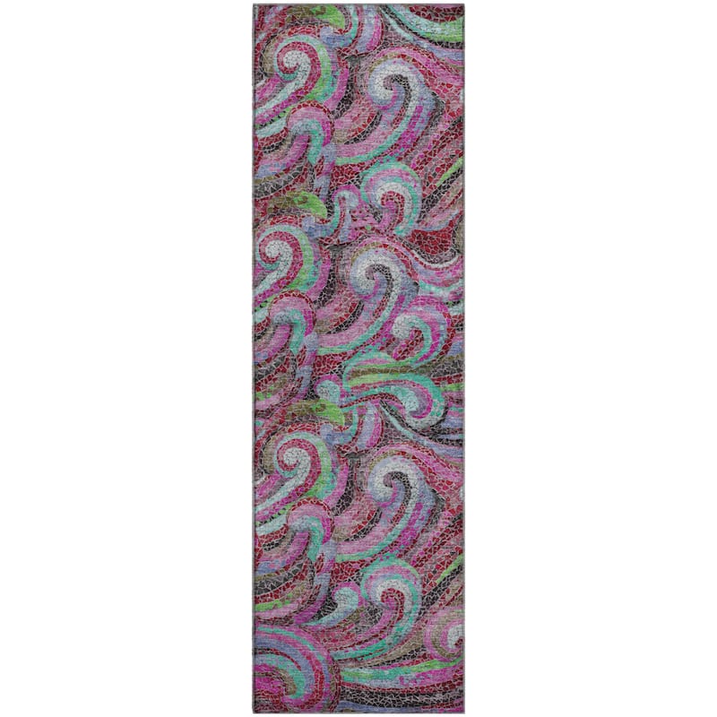 Premium Washable Super Soft Contemporary Mosaic Wave Mayfield Rug