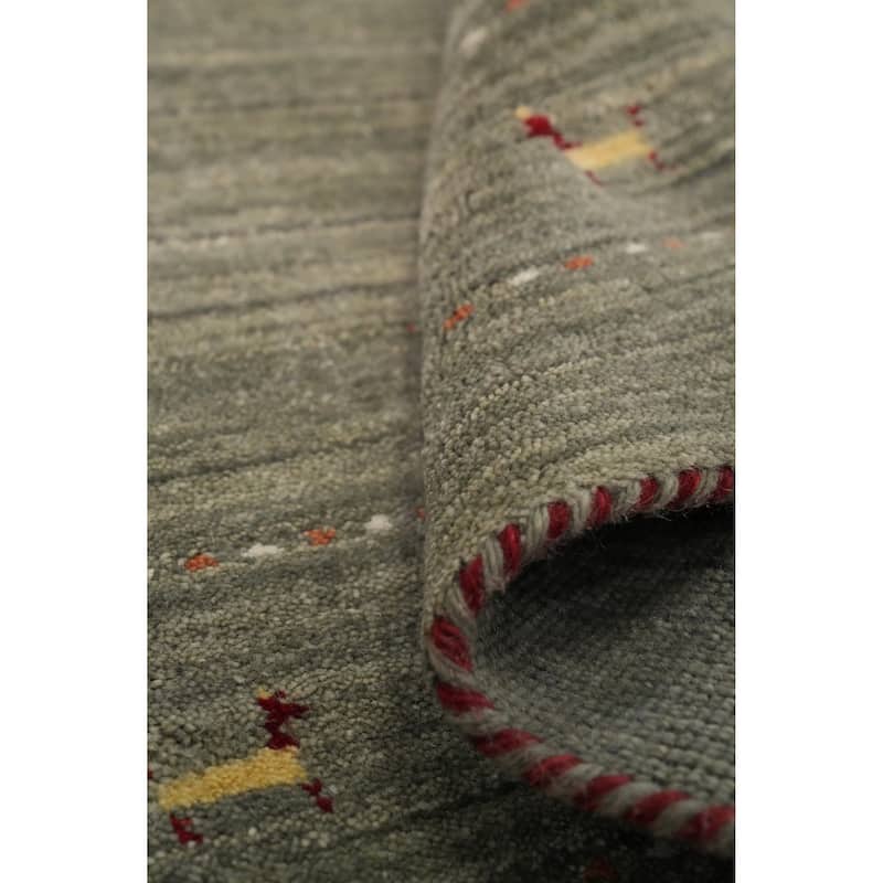 Hand Knotted Oriental 100% Wool Carpet Tribal Animal Pictorial Green Gabbeh Runner Rug - 9' 8'' X 2' 4''