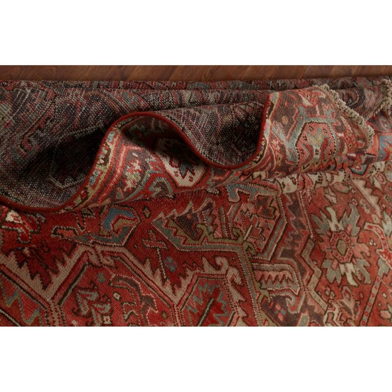 Medallion Heriz Persian Vintage Rug Handmade Traditional Wool Carpet - 9'4"x 13'2"